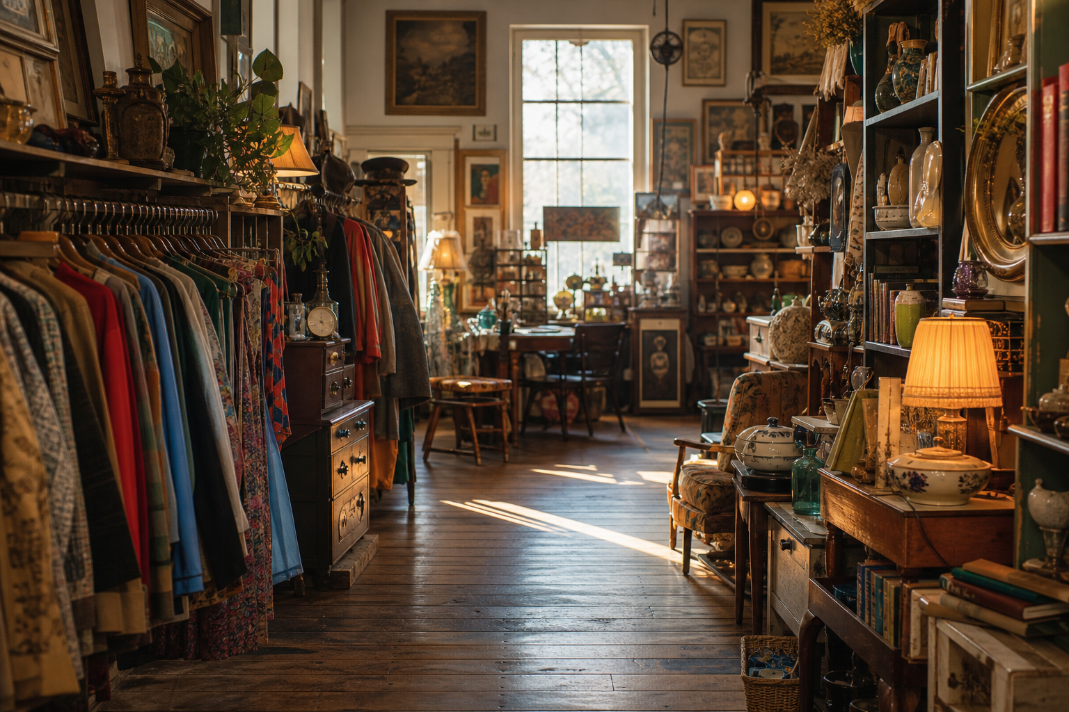 Cluttered Thrift Store Aisles With Vintage Finds Cluttered Thrift Store Aisles With Vintage Finds